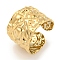 Ion Plating(IP) 304 Stainless Steel Textured Open Cuff Ring, Wide Band Ring for Women, Real 18K Gold Plated, Adjustable