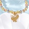 Brass Slider Bracelets, with 304 Stainless Steel Pendants, Butterfly, 10-5/8 inch(27cm), Pendant: 12.5x11.5x1.5mm