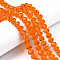 Glass Beads Strands, Faceted, Rondelle, Dark Orange, 10x8mm, Hole: 1mm, about 60~61pcs/strand, 46~48cm