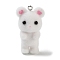 Flocking Resin Pendants, 3D Mouse Charms with Platinum Tone Iron Loops, White, 36x21x18mm, Hole: 2mm