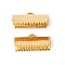 304 Stainless Steel Ribbon Crimp Ends, Rectangle, Real 18K Gold Plated, 9x20mm, Hole: 4x1mm