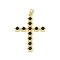 Brass Micro Pave Cubic Zirconia Pendants, Cross with Star, Lead Free & Cadmium Free, Long-Lasting Plated, Rack Plating, Real 18K Gold Plated, 38x29.5x3.5mm, Hole: 3.5x4.5mm