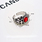 Retro Alloy with Resin Adjustable Cuff Rings, Antique Silver, Skull, 16mm, Inner Diameter: Adjustable