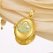 Brass Enamel Locket Pendants, with Plastic Imiatition Pearl Beads, Oval with Shell Shape, Golden, 22x17x10.5mm, Hole: 4x2.5mm, Inner Diameter: 16x12.5mm