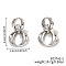 Trendy European and American Style Fashion Earrings, Double Circle Brass Stud Earrings, Silver, 39x23mm