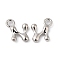 Brass Charms, Real Platinum Plated, Letter N, 11x10x2.5mm, hole: 2.5mm