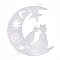 201 Stainless Steel Connector Charms, Moon & Cat Links, Stainless Steel Color, 100x90x0.3mm, Hole: 4mm