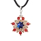 Flower Glass Seed Beads Pendant Necklaces, Imitation Leather Cord Necklaces, Red, 17.44 inch(44.3cm)
