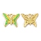 Real 18K Gold Plated 304 Stainless Steel Rhinestone Pendants, with Enamel, Butterfly Charms, Lime, 20x24.5x2mm, Hole: 3x2mm