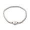 304 Stainless Steel Bracelets, European Style Jewelry Making, Heart, 180~200mm, heart: 10x12.5mm