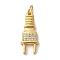 Brass Micro Pave Cubic Zirconia Pendants, Plug, Long-Lasting Plated, Cadmium Free & Lead Free, Rack Plating, with Jump Ring, Real 18K Gold Plated, 22x8.5x2.5mm, Hole: 3.5mm