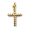 Brass Micro Pave Cubic Zirconia Pendants, Cross Charms, Lead Free & Cadmium Free, Long-Lasting Plated, with Jump Ring, Real 18K Gold Plated, 18.5x12.5x2mm, Hole: 3mm