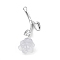 Alloy Resin Pendants, Rose, White, 45x31x12mm, Hole: 2mm