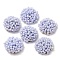 Glass Seed Beaded Cabochons, Cluster Beads, with Golden Plated Iron Perforated Disc Settings, Half Round, Colorful, 19.5x9mm