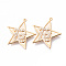 Brass Micro Pave Clear Cubic Zirconia Faith Pendants, Nickel Free, Star with Word Fe, Real 18K Gold Plated, 21x21x2mm, Hole: 0.7mm