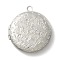 Tarnish Resistant 304 Stainless Steel Diffuser Locket Pendants, Photo Frame Pendants for Necklaces, Flat Round with Flower Pattern, Stainless Steel Color, 31x27.5x5.8mm, Hole: 2.3mm, Inner Diameter: 20mm