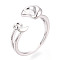 Moon Brass Cuff Ring Settings, for Half Drilled Beads, Cadmium Free & Nickel Free & Lead Free, Real Platinum Plated, Pin: 0.9mm, 9.8mm, Inner Diameter: 16.3~17mm