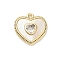 Natural White Shell Charms, Brass Crystal Rhinestone Charms, Golden, Heart, 14x13.5x2.5mm, Hole: 1.2mm
