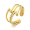 Ion Plating(IP) 304 Stainless Steel Open Cuff Rings, Real 18K Gold Plated, Inner Diameter: 18mm