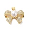 Brass Micro Pave Clear Cubic Zirconia Pendants, Cadmium Free & Lead Free, with Shell, Bowknot, Real 16K Gold Plated, 18x22.5x10mm, Hole: 4x3.5mm