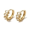 Brass Micro Pave Cubic Zirconia Hoop Earring, Light Gold, 14x7.5mm