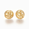 Iron Filigree Beads, Round, Light Gold, 20x19mm, Hole: 1.6mm