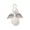 50Pcs Acrylic Imitation Pearl & Glass Pearl Pendants, with Alloy Beads, Angel Charms, Antique Silver & Platinum, 27.5x21x10mm, Hole: 3mm