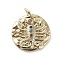 Brass Micro Pave Cubic Zirconia Pendants, with Jump Rings, Flat Round, Constellation, Colorful, Golden, Scorpio, 14~15x2mm, Hole: 3mm