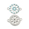 Alloy Connector Charms, with Synthetic Turquoise, Flat Round with Sun, Platinum, 27x20x2.5mm, Hole: 2.5mm