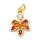 Brass Micro Pave Cubic Zirconia with Enamel Charms, Maple Leaf, with Jump Ring, Cadmium Free & Lead Free, Long-Lasting Plated, Rack Plating, Real 18K Gold Plated, 12x8x1.5mm, Hole: 2.2mm