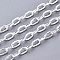304 Stainless Steel Paperclip Chains, Drawn Elongated Cable Chains, with Spool, Unwelded, Flat Oval, Silver, 7x4x1mm, about 65.61 Feet(20m)/roll