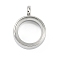 304 Stainless Stee Locket Pendants, with Glass, Flat Round Charm, Stainless Steel Color, 19x14x6mm, Hole: 3.5mm