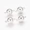 Round Brass Magnetic Clasps with Loops, Silver Color Plated, 16x10mm, Hole: 2mm