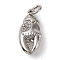 Brass Micro Pave Cubic Zirconia Pendants, Lobster Tongs, with Jump Ring, Long-Lasting Plated, Cadmium Free & Lead Free, Rack Plating, Platinum, 18x8.5x5mm, Hole: 3mm