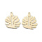 Brass Pendants, Cadmium Free & Nickel Free & Lead Free, Leaf, Real 18K Gold Plated, 24.5x20x0.8mm, Hole: 1.6mm