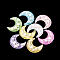 Resin Cabochons, with Shell Chip, Moon with Star, Mixed Color, 36x31x7mm