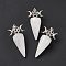 Natural Quartz Crystal Pendants, Rock Crystal Pendants, Cone Charms, with Platinum Tone Brass Triple Moon with Star Findings, Cadmium Free & Nickel Free & Lead Free, 47~50x23x14.5~15mm, Hole: 7.5x5mm