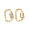 Brass Micro Pave Clear Cubic Zirconia Screw Carabiner Lock Charms, Cadmium Free & Nickel Free & Lead Free, Oval, Real 18K Gold Plated, 19x11~12.5x2mm