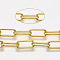 Unwelded Iron Paperclip Chains, Drawn Elongated Cable Chains, with Spool, Golden, 14x6x1.4mm, about 82.02 Feet(25m)/roll