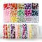 375Pcs 15 Colors Crackle Baking Painted Imitation Jade Glass Beads Sets, Two Tone, Round, Mixed Color, 8mm, Hole: 1.5mm, 25pcs/color