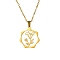 304 Stainless Steel Pendant Necklace, Golden, Flower, 16.14~19.69 inch(41~50cm)