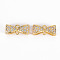 Brass Micro Pave Clear Cubic Zirconia Link Connectors, Nickel Free, Bowknot, Real 18K Gold Plated, 6.5x14.5x5mm, Hole: 1.2mm
