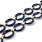Handmade Imitation Gemstone Style Link Chains, Acrylic & CCB Plastic Linking Rings, Oval, Dark Blue, 39x34x7mm, 19x12x4.5mm, about 6.56 Feet(2m)/Strand
