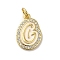 Brass Micro Pave Cubic Zirconia Pendants, Cadmium Free & Nickel Free & Lead Free, with Jump Rings, Real 18K Gold Plated, Letter G, 19x13x2mm, Hole: 3.8mm