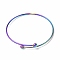 Ion Plating(IP) Adjustable 304 Stainless Steel Wire Cuff Bangle Making, with Irremovable Ball, Rainbow Color, Inner Diameter: 2-3/4 inch(7.1cm)