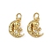 Brass Micro Pave Cubic Zirconia Pendants, Moon Charms, with Jump Ring, Long-Lasting Plated, Cadmium Free & Lead Free, Rack Plating, Real 18K Gold Plated, 13x9x4mm, Hole: 3mm