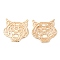 Brass Filigree Animal Pendants, Cadmium Free & Nickel Free & Lead Free, Tiger Charms, Real 18K Gold Plated, 23x23.5x1mm, Hole: 1mm