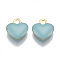 Brass Charms, Cadmium Free & Nickel Free & Lead Free, with Enamel, Enamelled Sequins, Raw(Unplated), Heart, Light Blue, 10x9x2mm, Hole: 1mm