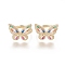 Adjustable Brass Micro Pave Cubic Zirconia Rings, Long-Lasting Plated, Butterfly, Golden, US Size 7 1/4(17.5mm)