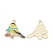 Alloy Enamel Pendants, Light Gold, Bird with Scarf, Gold, 23.5x25.5x1.5mm, Hole: 2mm